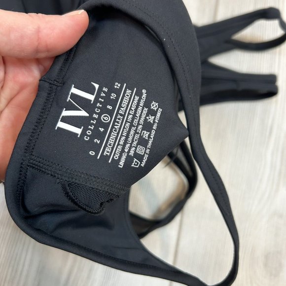 🛑 IVL Collection Layered Mesh Cutout Sports Bra Black Size 6 - Picture 8 of 9